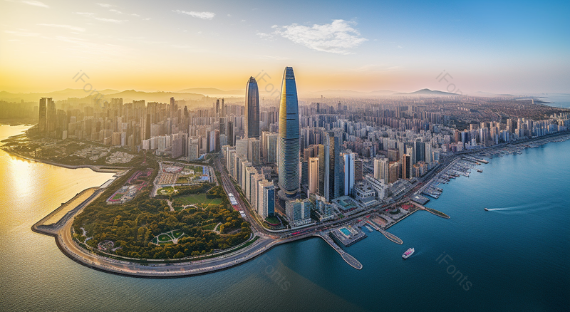 辽阔航拍青岛东部城区现代化高楼,高清,摄影图,摄影图片,图片大全,摄影图免费下载